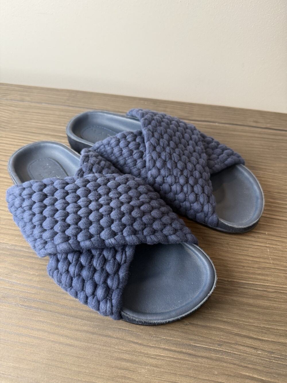 Marea New York Chunky Slide Woven Sandal Oven Blue Women’s Sz 8 US 39 EU